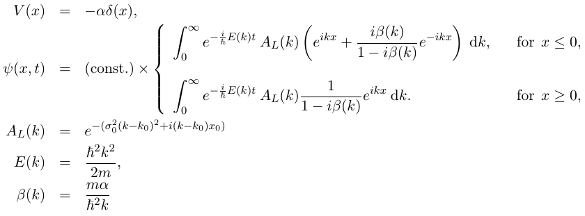 Delta Function Potential Equations